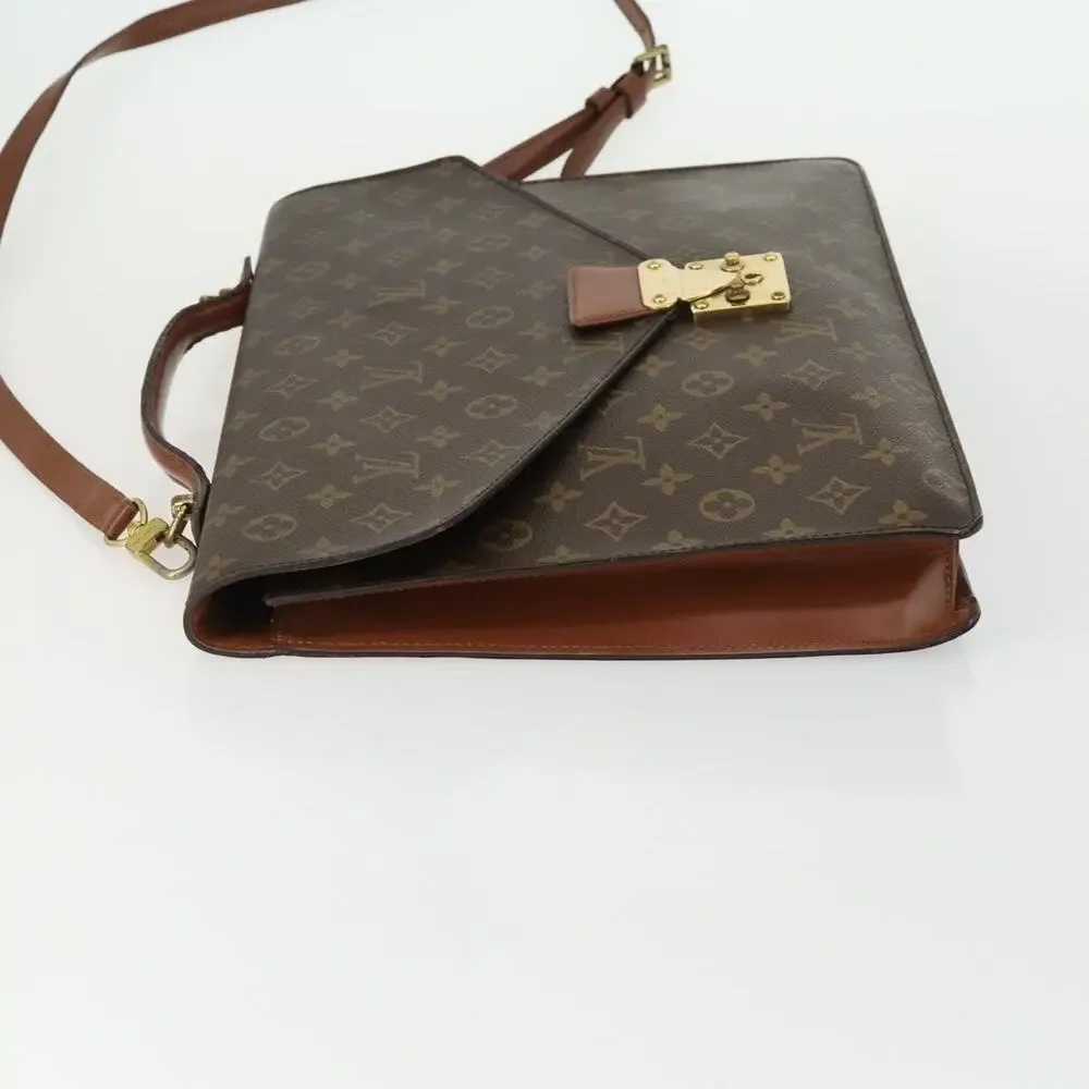 Louis Vuitton Monogram Porte Documents Bandouliere Business Bag Brown